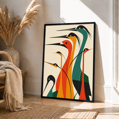Colorful Minimalist Birds Abstract Wall Art 4