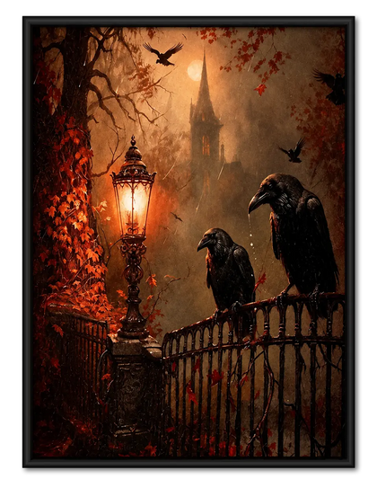 Gothic Ravens Moonlit Castle Wall Art