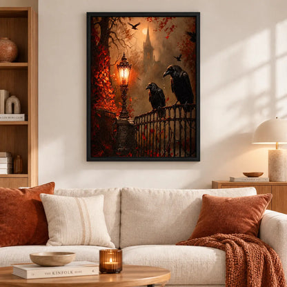 Gothic Ravens Moonlit Castle Wall Art 2