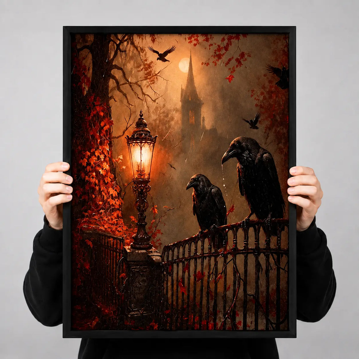 Gothic Ravens Moonlit Castle Wall Art 3
