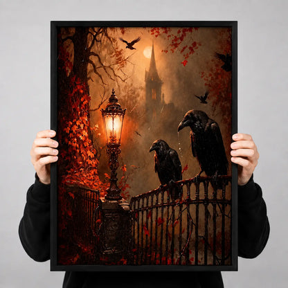 Gothic Ravens Moonlit Castle Wall Art 3