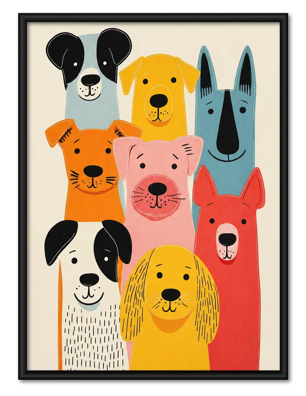 Colorful Dog Friends Portrait Wall Art