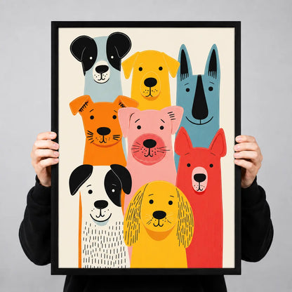 Colorful Dog Friends Portrait Wall Art 3