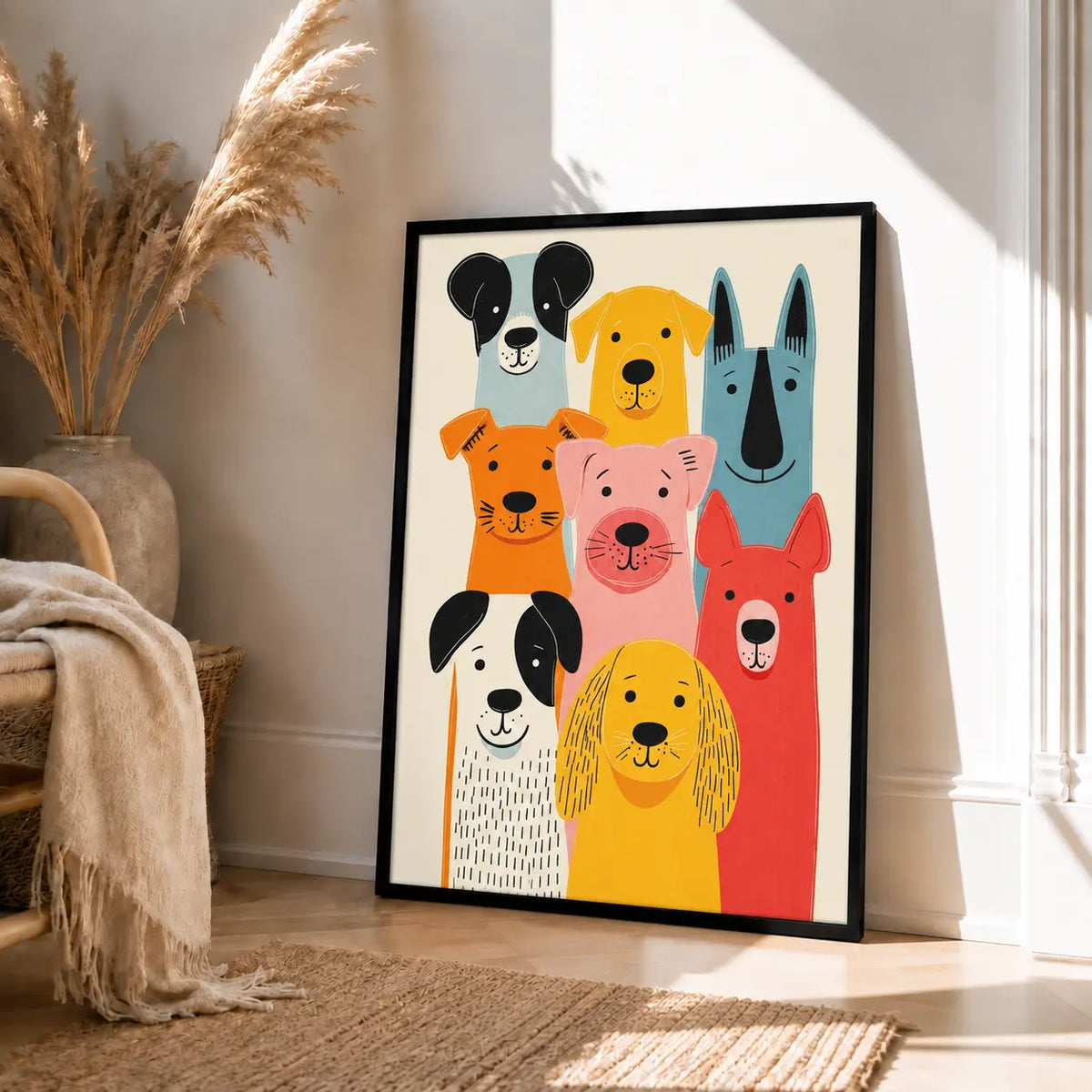Colorful Dog Friends Portrait Wall Art 4
