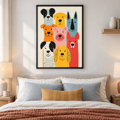Colorful Dog Friends Portrait Wall Art 5