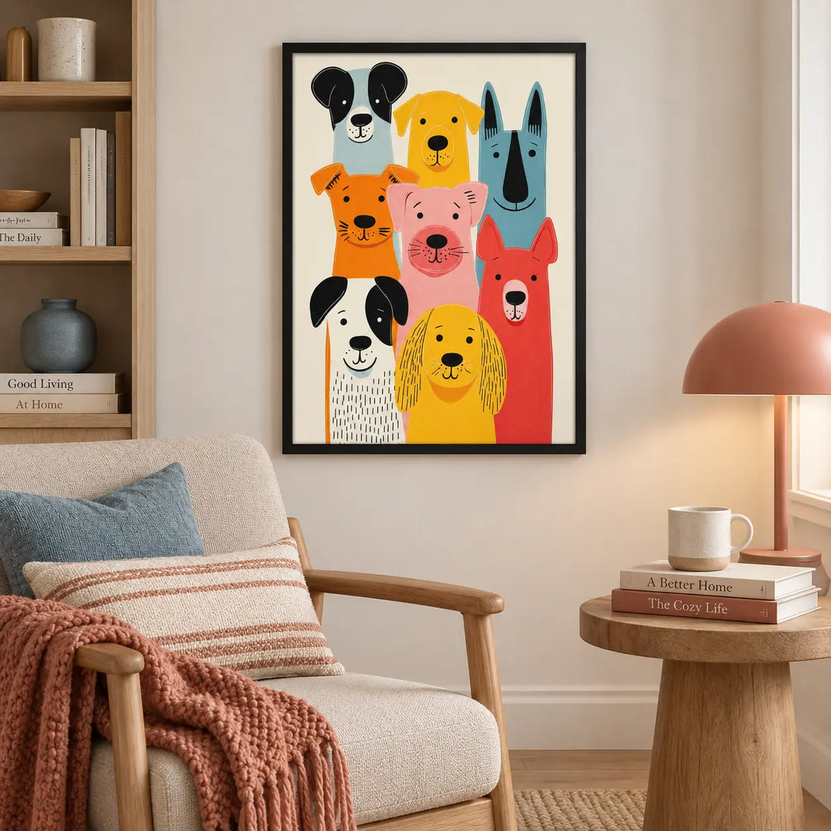 Colorful Dog Friends Portrait Wall Art 6