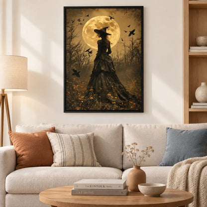 Witch Under Full Moon Gothic Wall Art 2