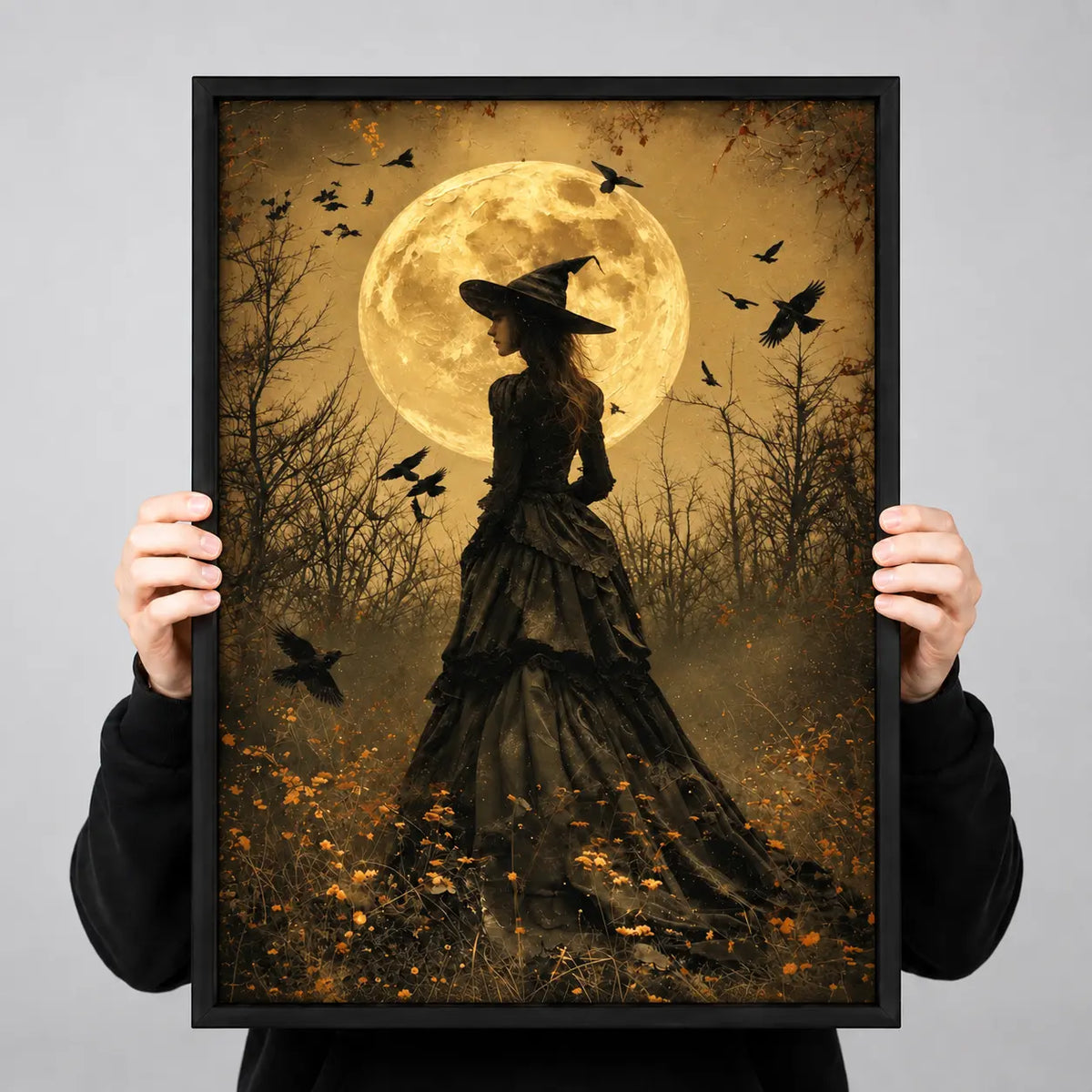 Witch Under Full Moon Gothic Wall Art 3