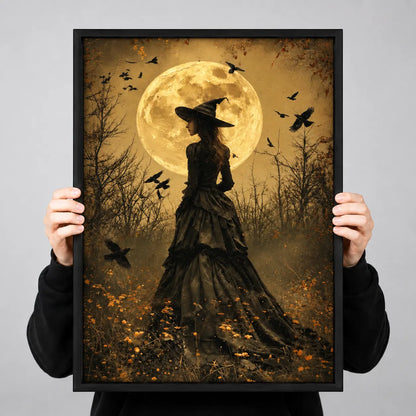 Witch Under Full Moon Gothic Wall Art 3