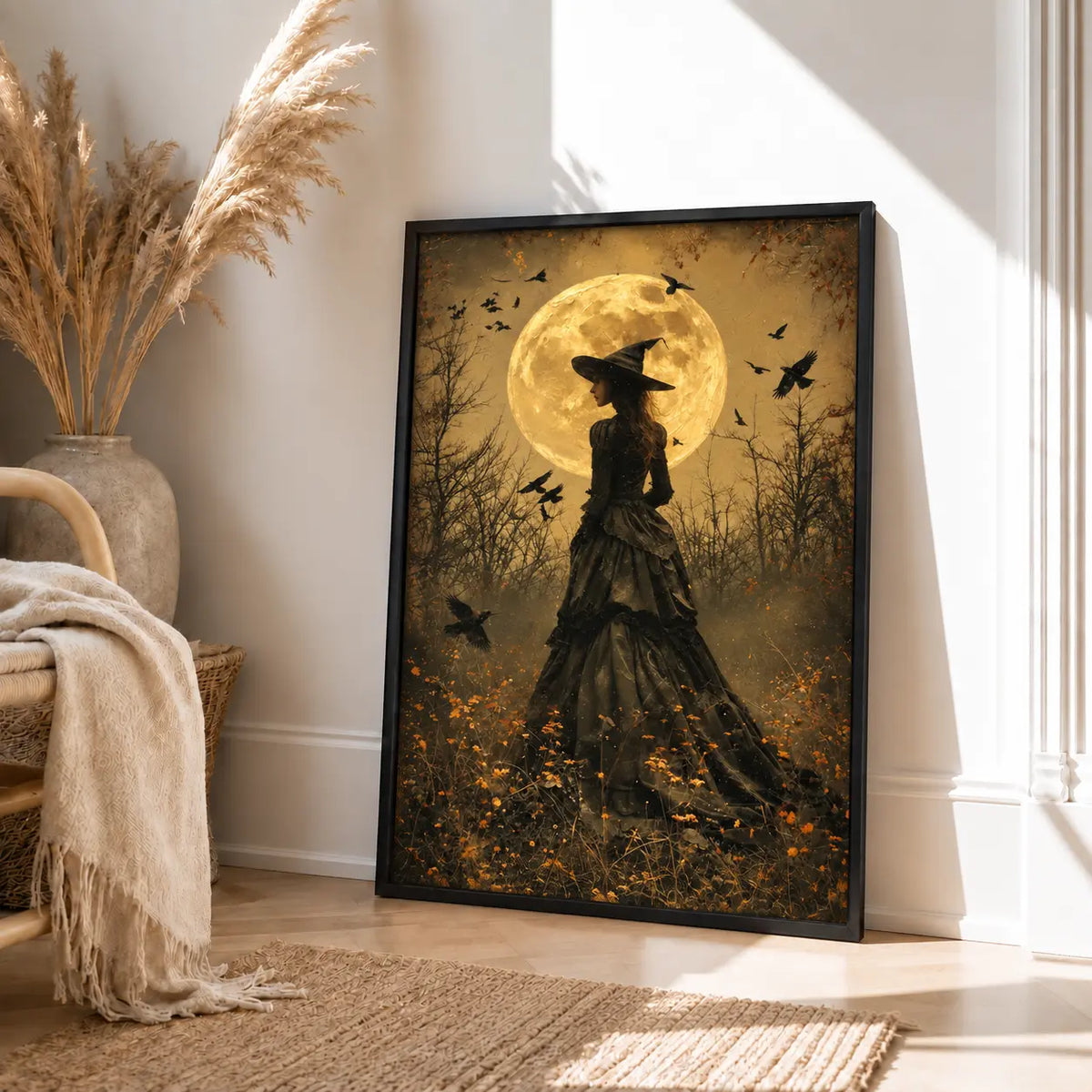 Witch Under Full Moon Gothic Wall Art 4