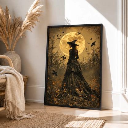 Witch Under Full Moon Gothic Wall Art 4
