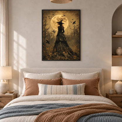 Witch Under Full Moon Gothic Wall Art 5