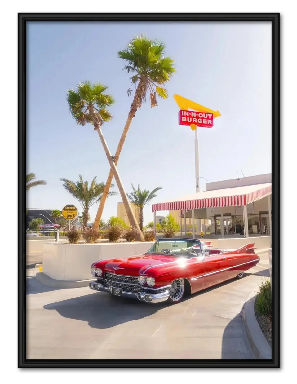 Classic Red Convertible Palm Street Wall Art 1