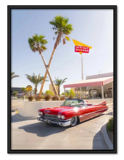 Classic Red Convertible Palm Street Wall Art 1
