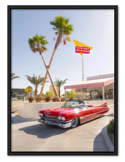 Classic Red Convertible Palm Street Wall Art
