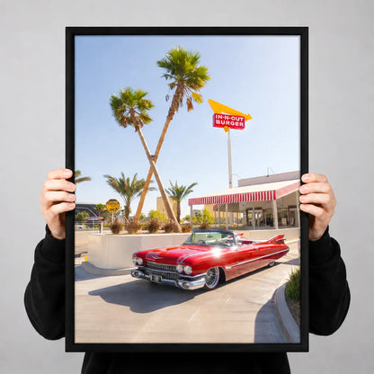 Classic Red Convertible Palm Street Wall Art 3