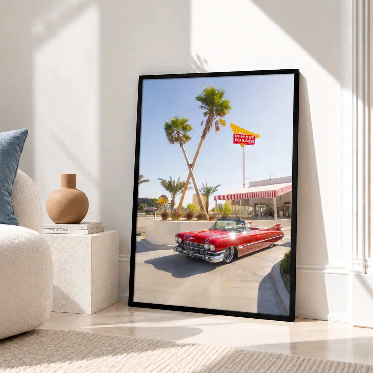 Classic Red Convertible Palm Street Wall Art 4
