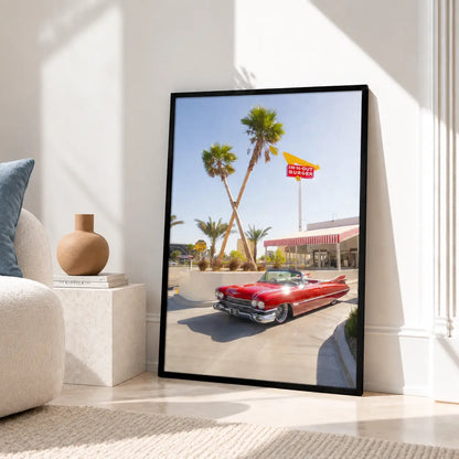 Classic Red Convertible Palm Street Wall Art 4
