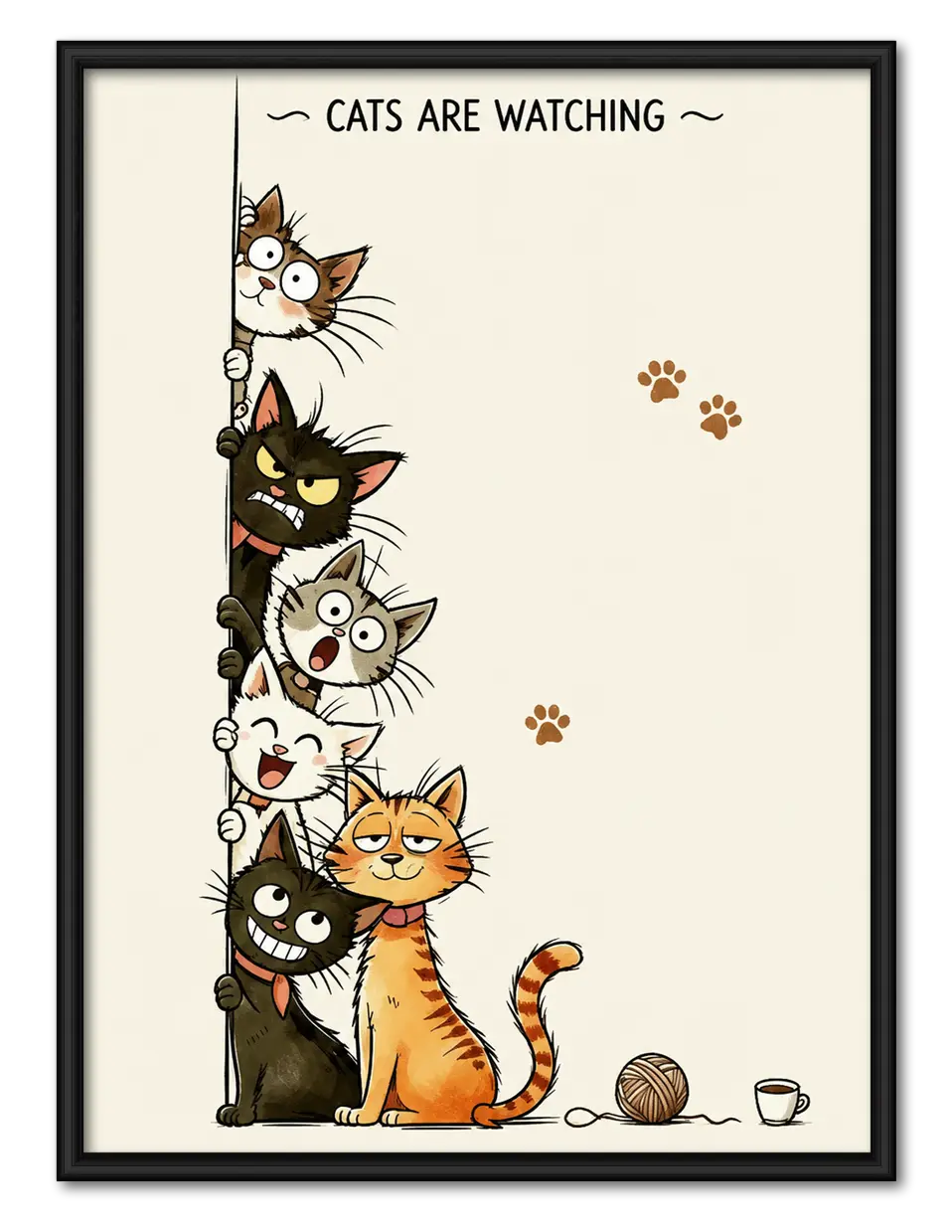 Cats Are Watching Funny Cat Wall Art 1