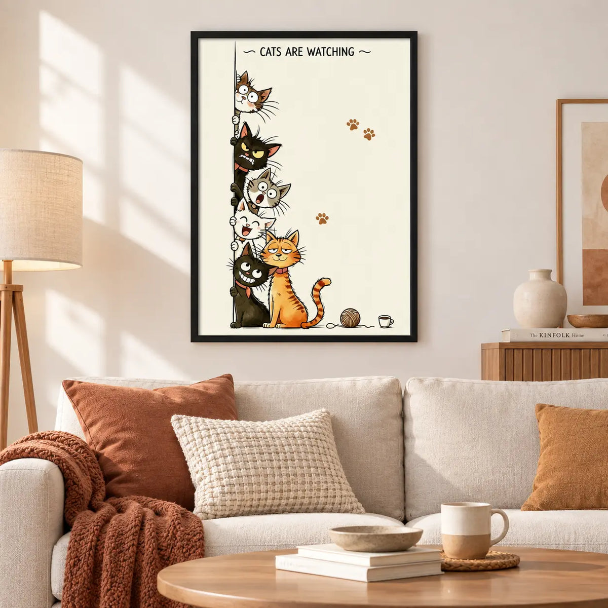 Cats Are Watching Funny Cat Wall Art 2