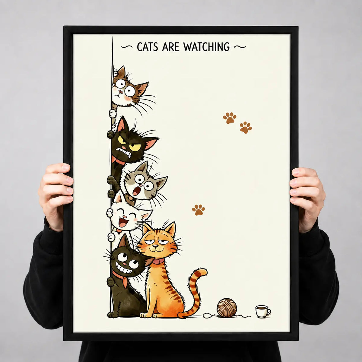Cats Are Watching Funny Cat Wall Art 3