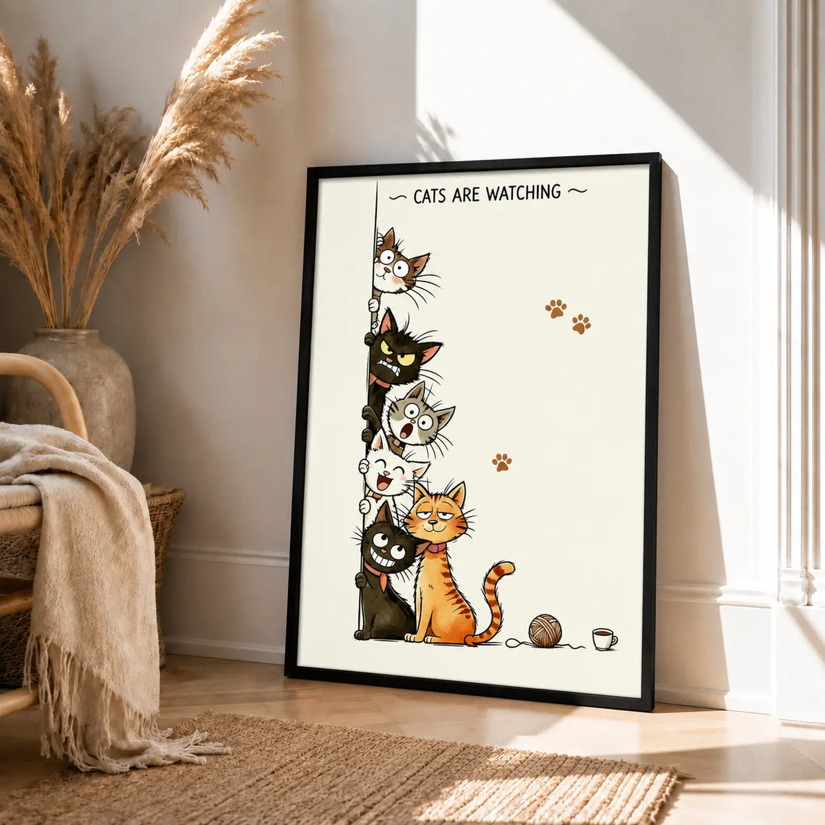 Cats Are Watching Funny Cat Wall Art 4