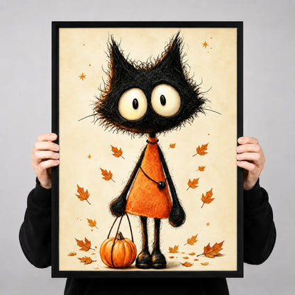 Black Cat Halloween Pumpkin Wall Art 3