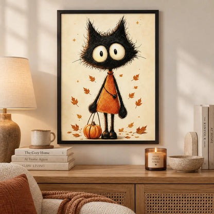 Black Cat Halloween Pumpkin Wall Art 6