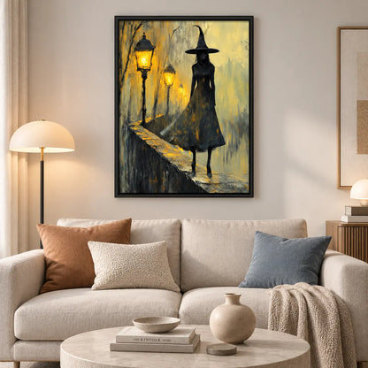Witch Silhouette Lantern Night Wall Art 2