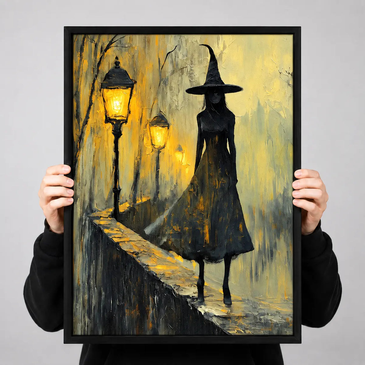 Witch Silhouette Lantern Night Wall Art 3