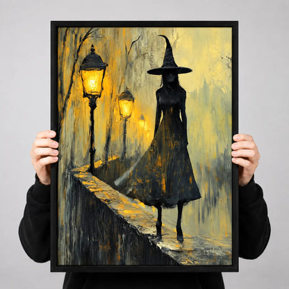 Witch Silhouette Lantern Night Wall Art 3