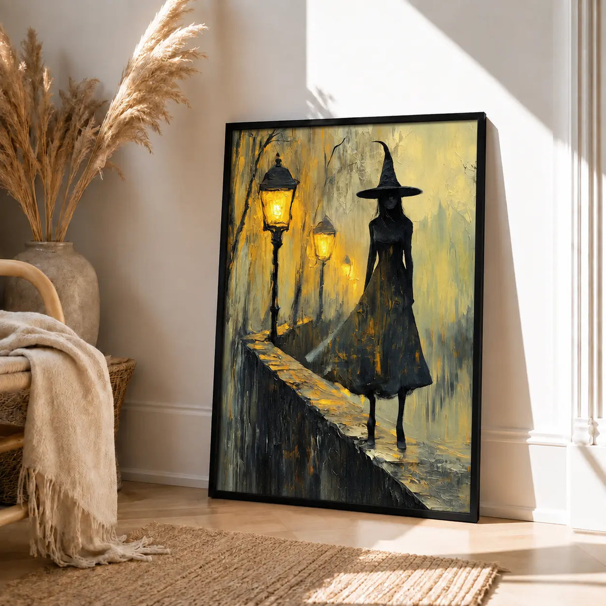 Witch Silhouette Lantern Night Wall Art 4