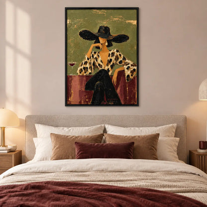 Elegant Woman Wide Hat Textured Painting Wall Art 5