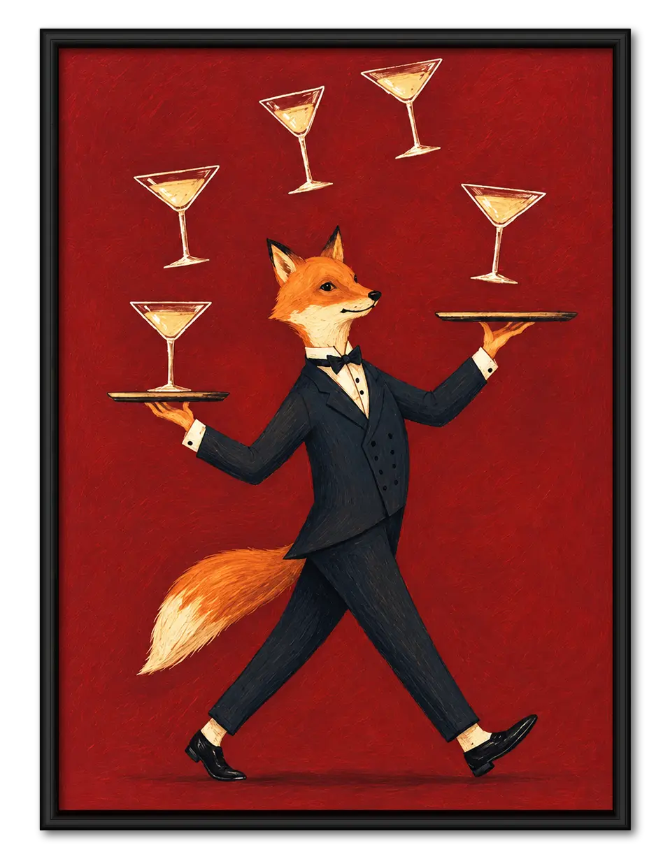 Elegant Fox Butler Wine Service Wall Art 1