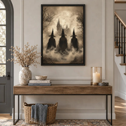 Three Witches Foggy Castle Halloween Wall Art 5