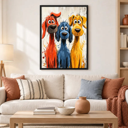 Three Colorful Dogs Abstract Painting Wall Art 2