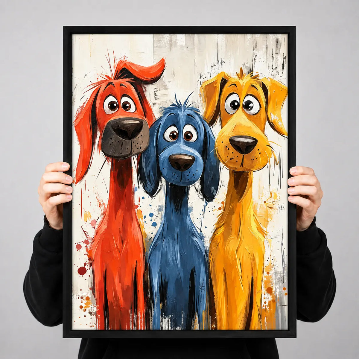Three Colorful Dogs Abstract Painting Wall Art 3