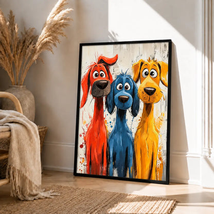 Three Colorful Dogs Abstract Painting Wall Art 4