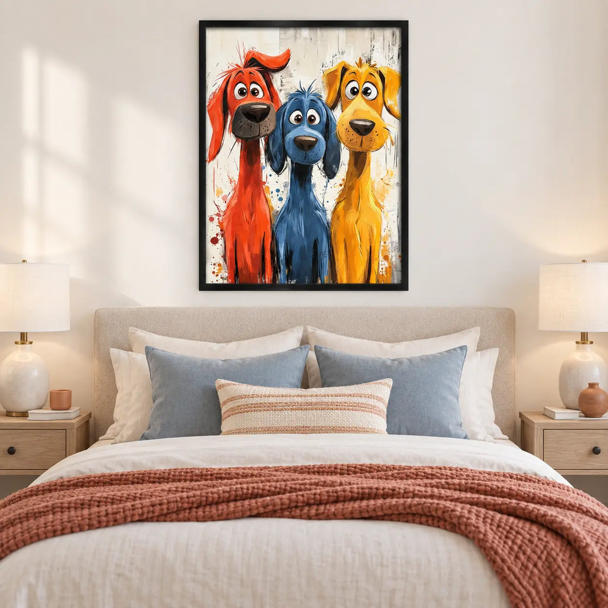 Three Colorful Dogs Abstract Painting Wall Art 5