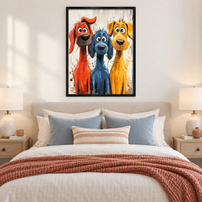 Three Colorful Dogs Abstract Painting Wall Art 5