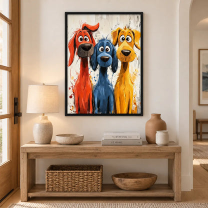 Three Colorful Dogs Abstract Painting Wall Art 6