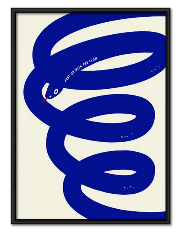 Blue Snake Minimal Graphic Wall Art