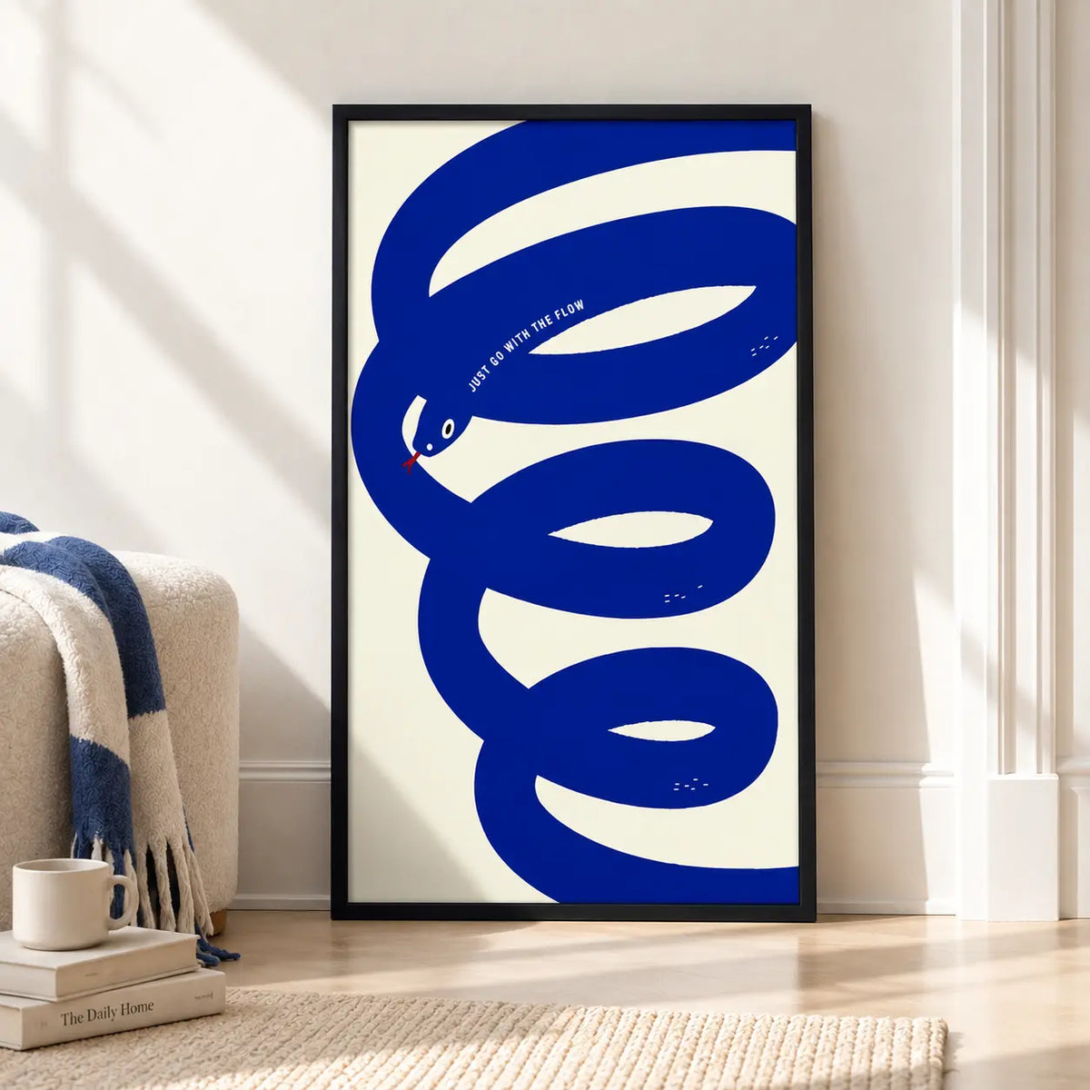 Blue Snake Minimal Graphic Wall Art 4