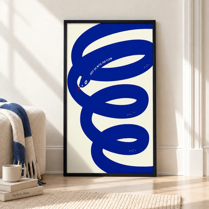 Blue Snake Minimal Graphic Wall Art 4