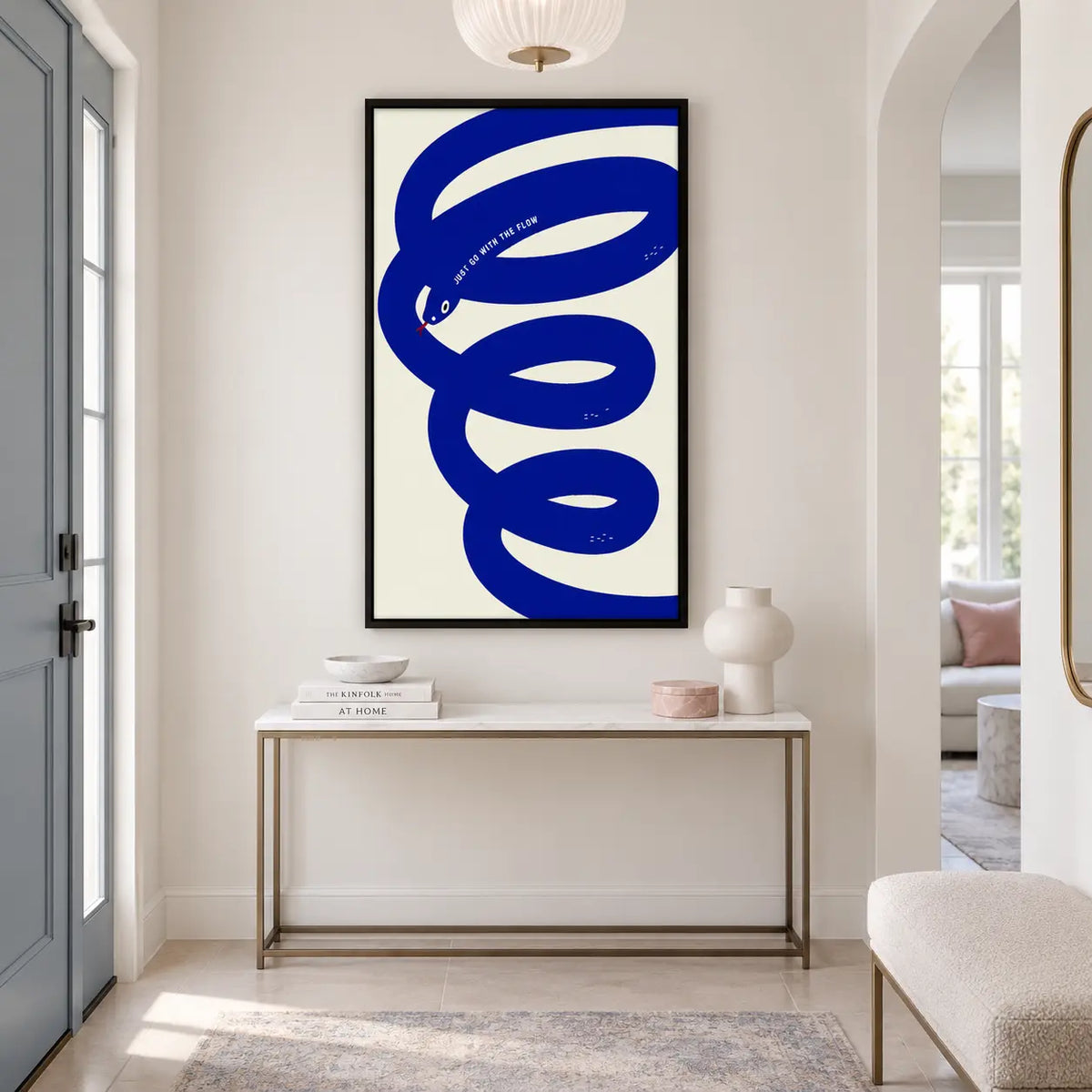 Blue Snake Minimal Graphic Wall Art 6