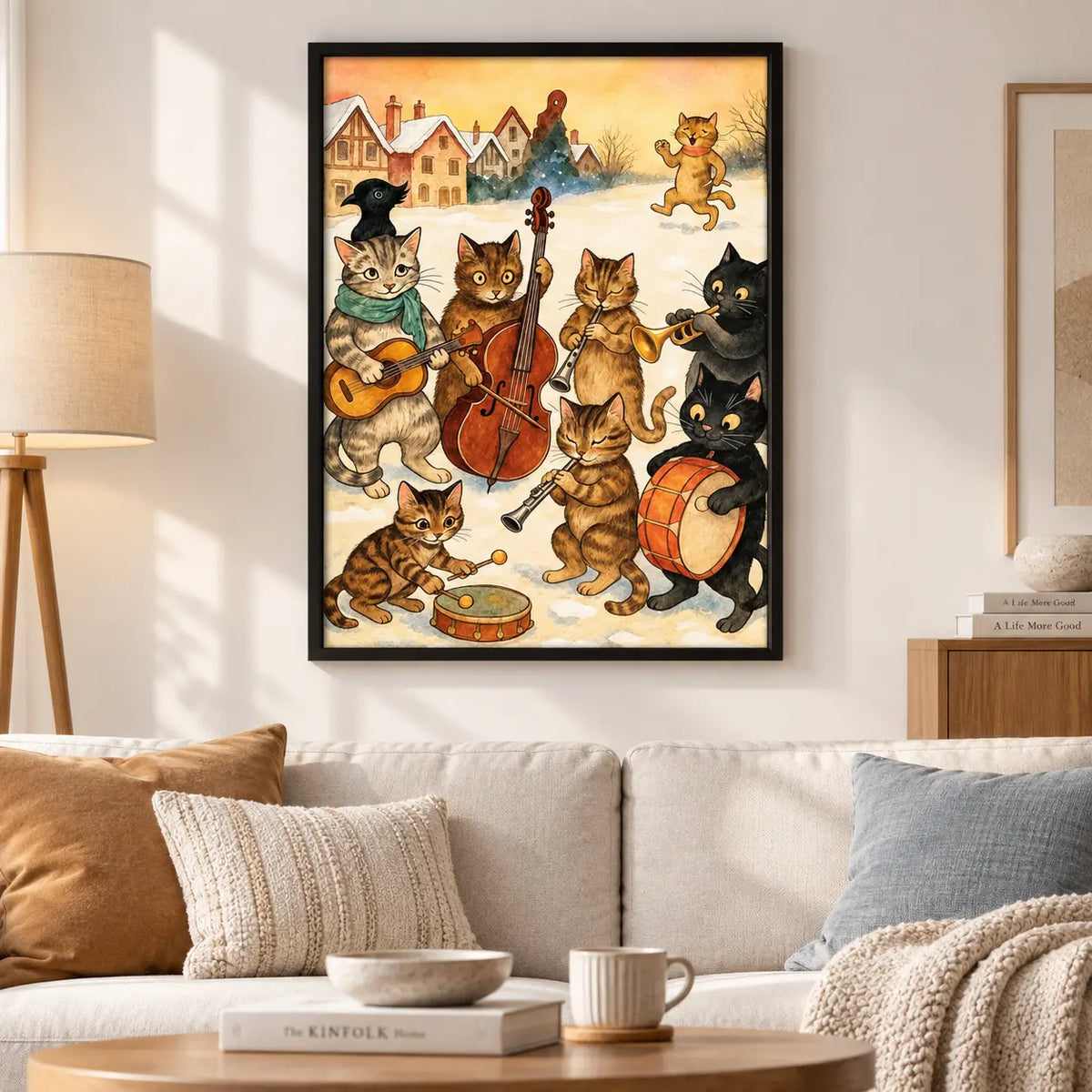 Cat Band Winter Music Illustration Wall Art 5