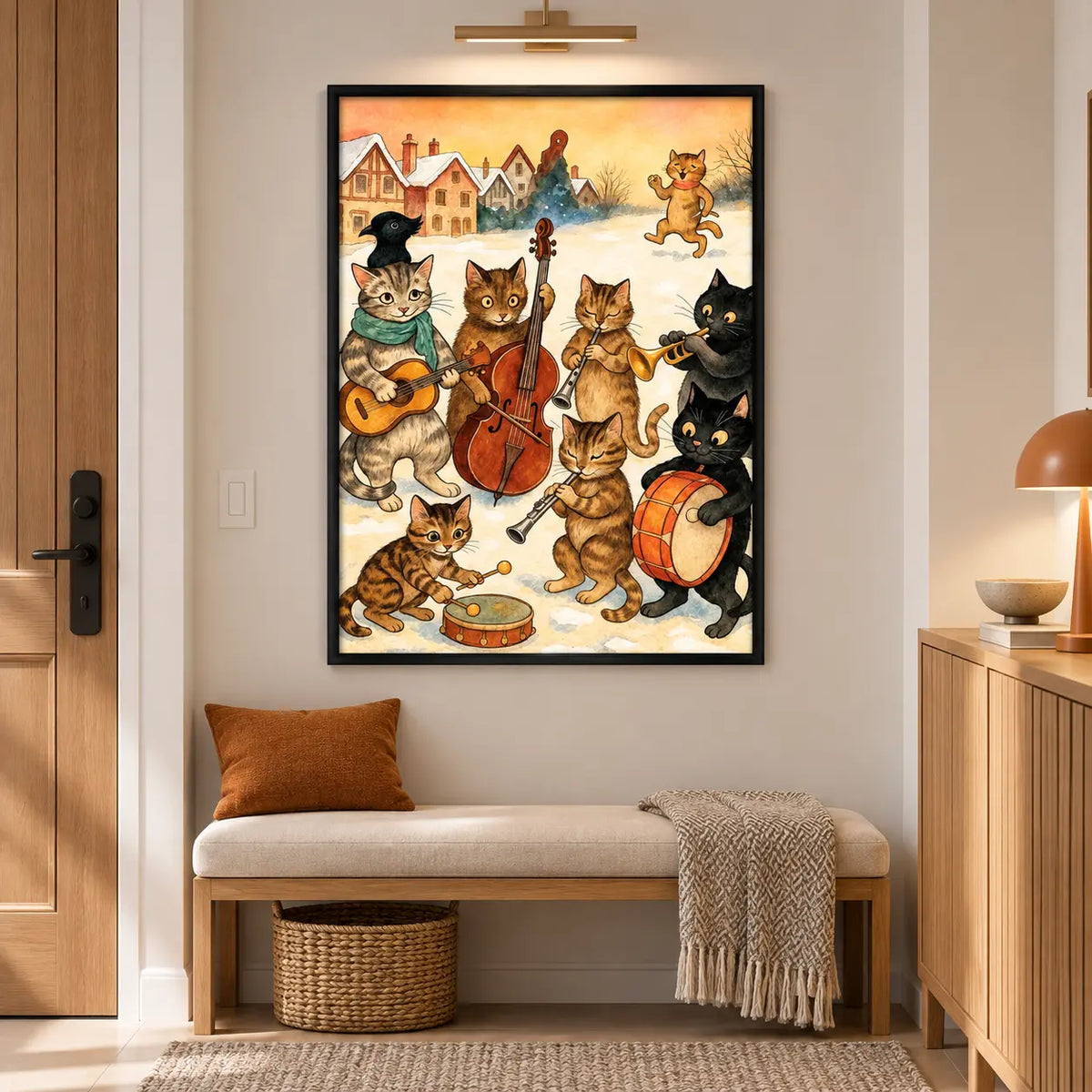 Cat Band Winter Music Illustration Wall Art 6
