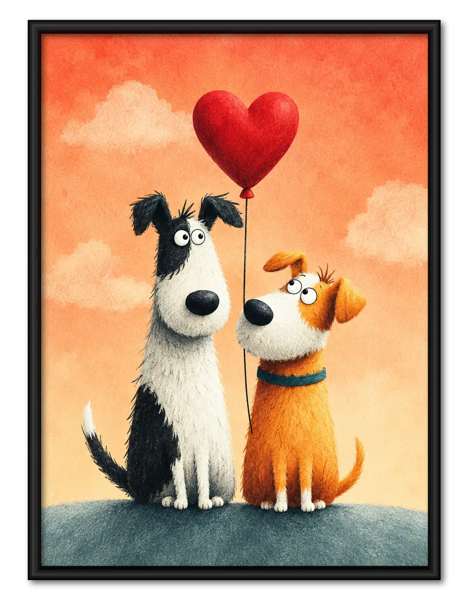 Two Dogs Heart Balloon Love Wall Art 1