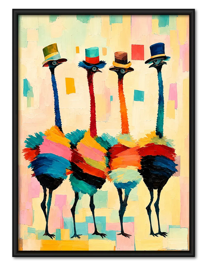 Colorful Ostrich Fashion Portrait Wall Art 1