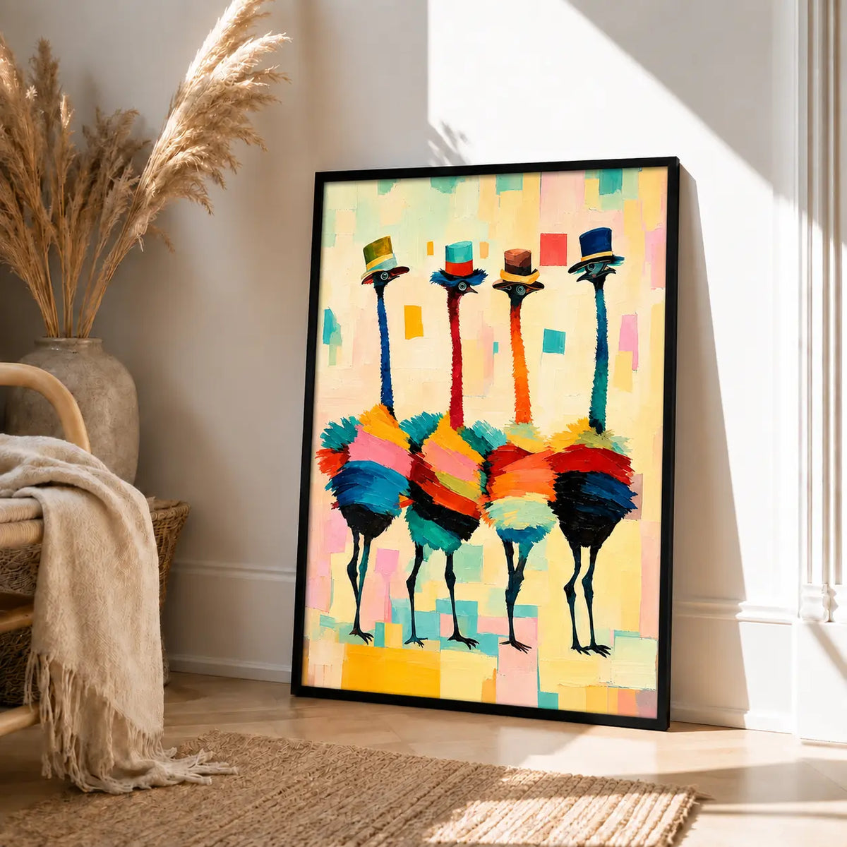 Colorful Ostrich Fashion Portrait Wall Art 4